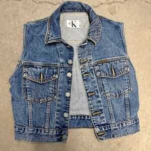 Calvin Klein Blue Denim Sleeveless Jacket
